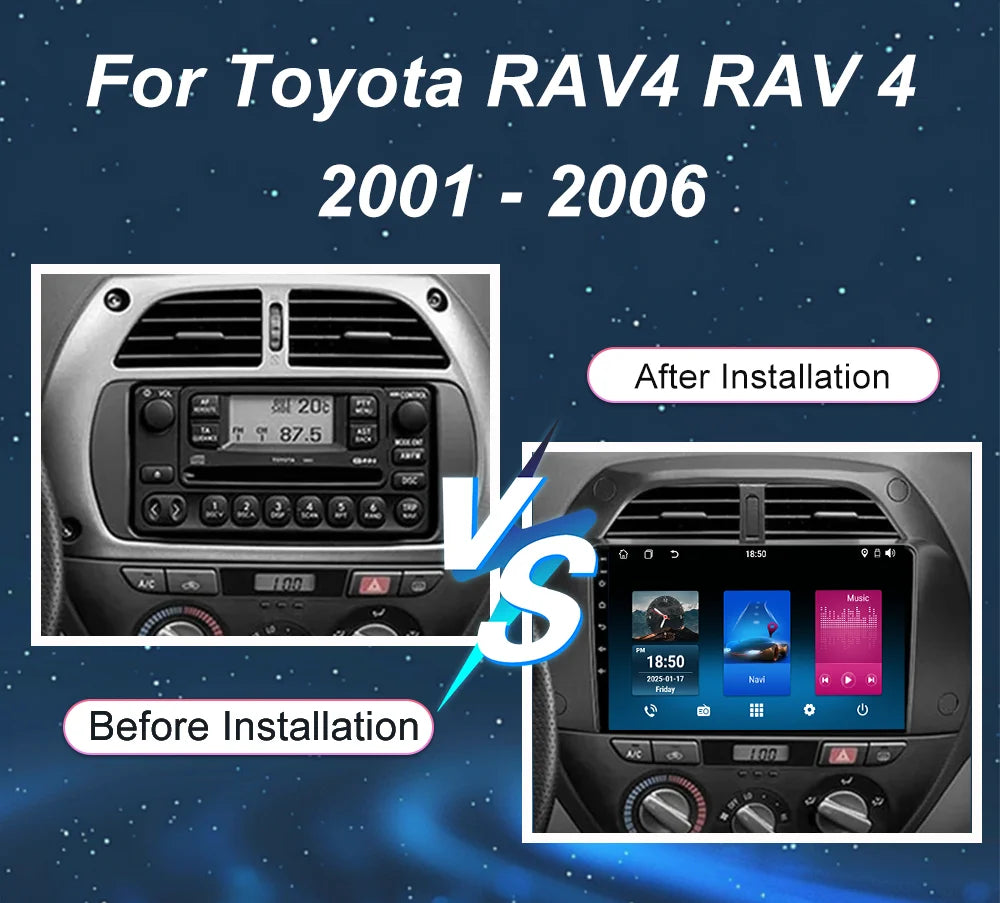 Android 15 For Toyota RAV4 RAV 4 2001 -2006 Auto Radio Stereo Multimidia Player GPS Naviga