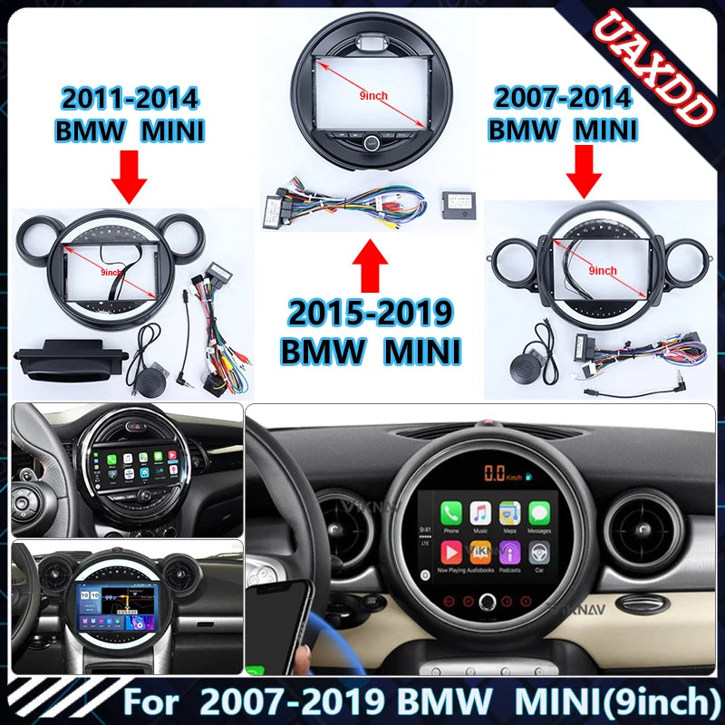 For Bmw Mini 2007-2019 9 Inch Car Radio Fascias Dash Kit Install Facia Console Bezel Stere