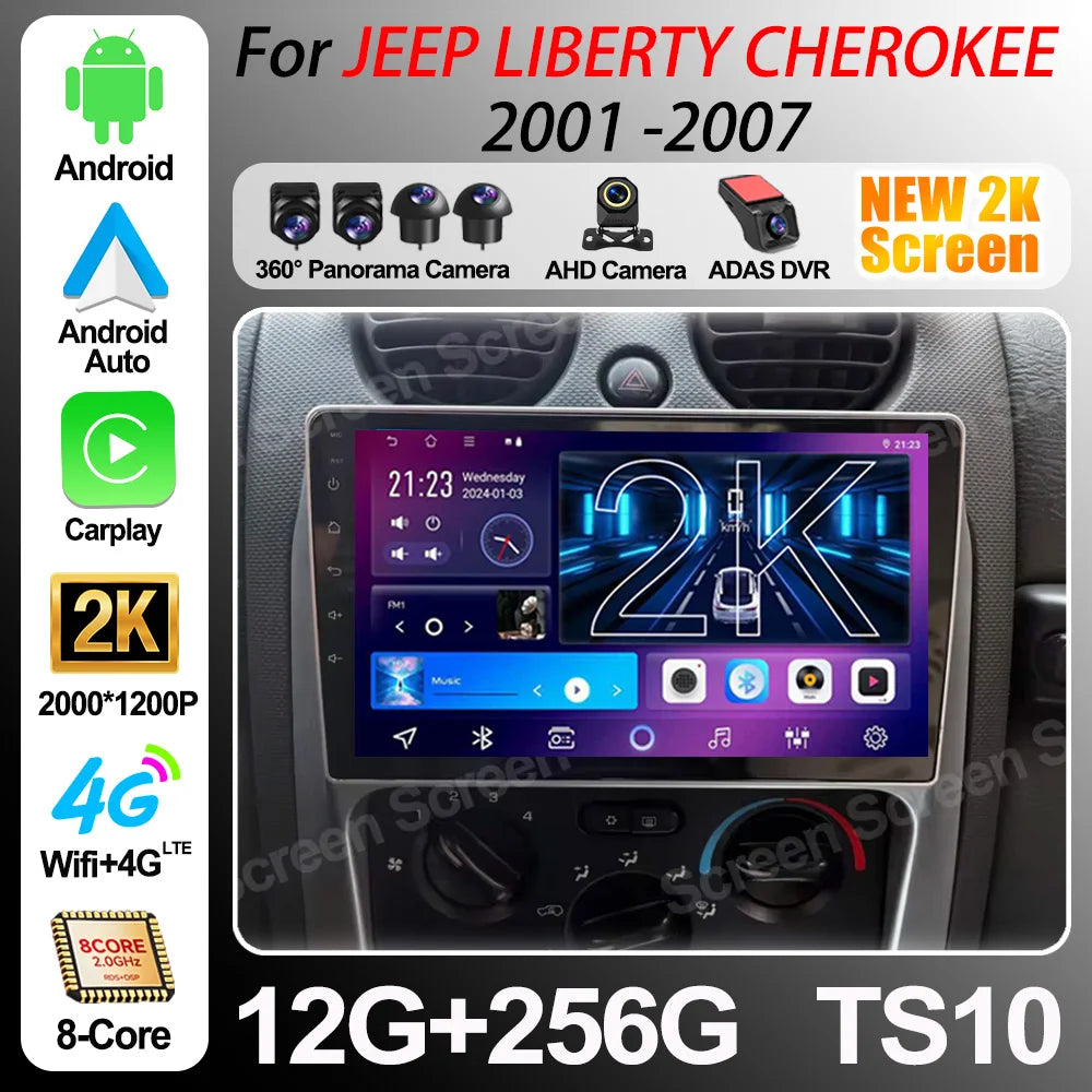 Android 16 For JEEP LIBERTY CHEROKEE 2001 2002 2003 2004 2005 2006 2007 GPS Carplay Car St | AUTOKITSHOP