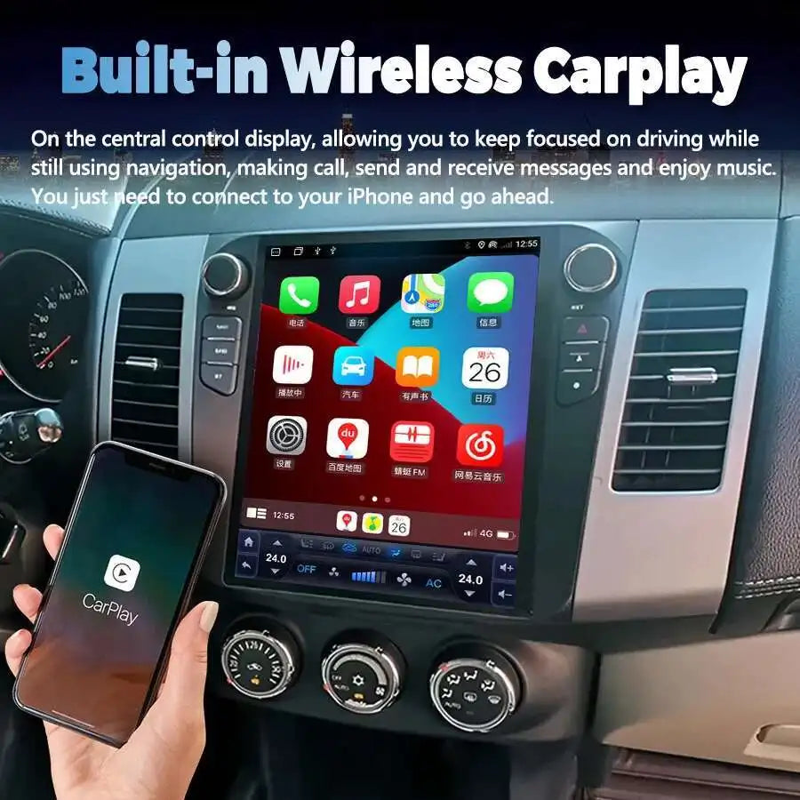 10.4" Car Android Screen Carplay For Mitsubishi Outlander 2005-2012 GU Radio Multimedia St