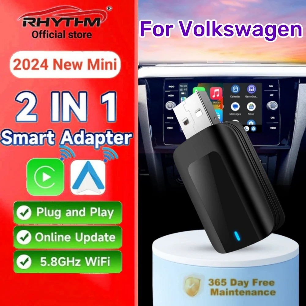 Wireless Adapter CarPlay Android Auto 2in1 Smart Dongle Play&Plug For VW Spacefox CC Golf  | AUTOKITSHOP
