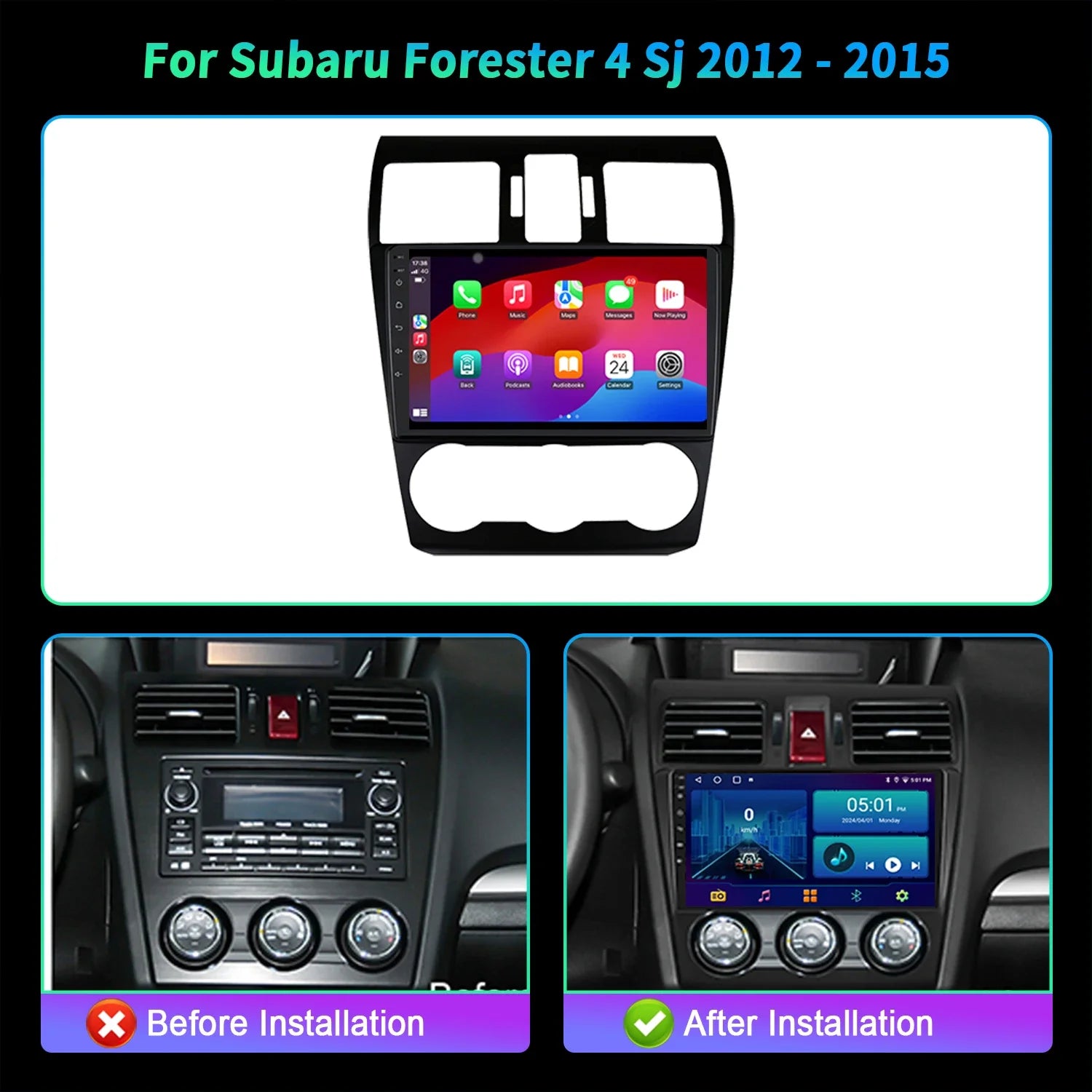 For Car Radio Multimedia GPS For Subaru Forester 4 Sj 2012-2015 Android 14 Navigation Head