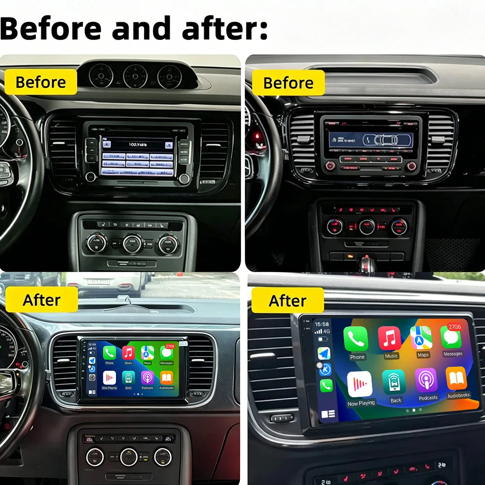 Wireless CarPlay Car Radio Multimedia Video Player Navigation GPS Android Auto For VW Volk