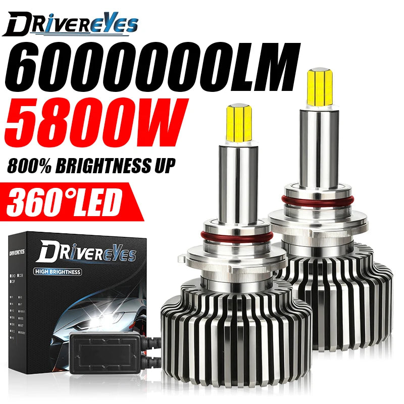 5800W H7 H11 H4 LED Headlights Canbus H1 9005 9006 HB3 HB4 9012 HIR2 H8 H9 6000K Turbo 800