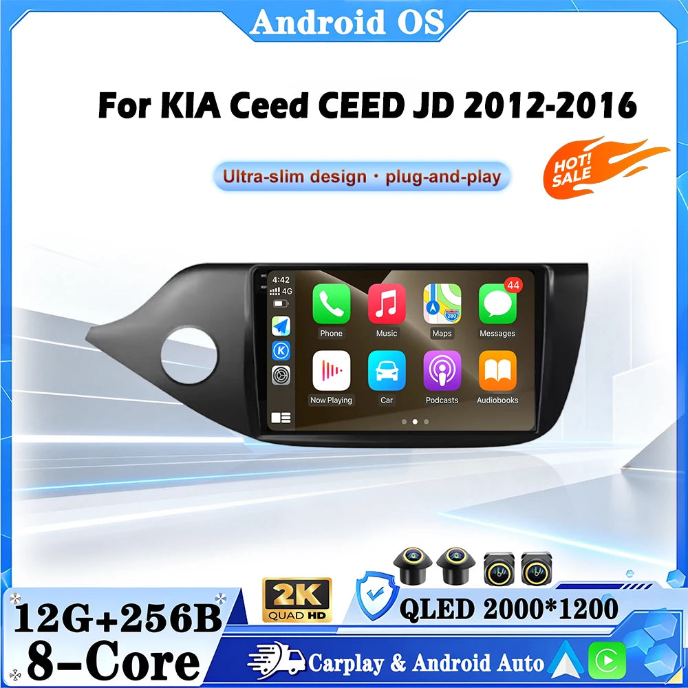 Wireless CarPlay For KIA Ceed CEED JD 2012-2016 Android 16 Car Radio Multimedia Video Play