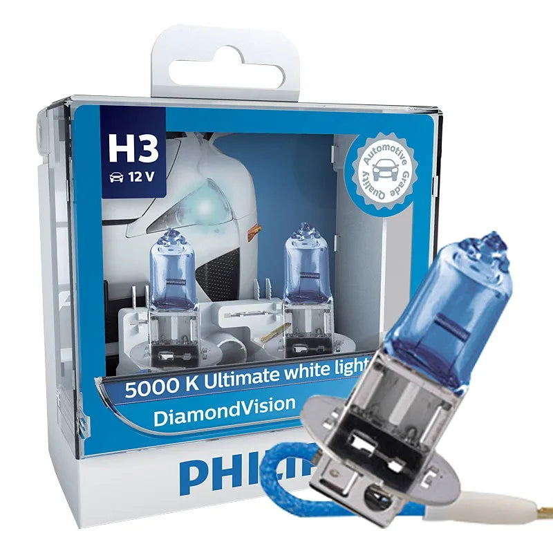 Philips Diamond Vision H3 12V 55W PK22s 12336DVS2 5000K Cool White Light Car Halogen Headl