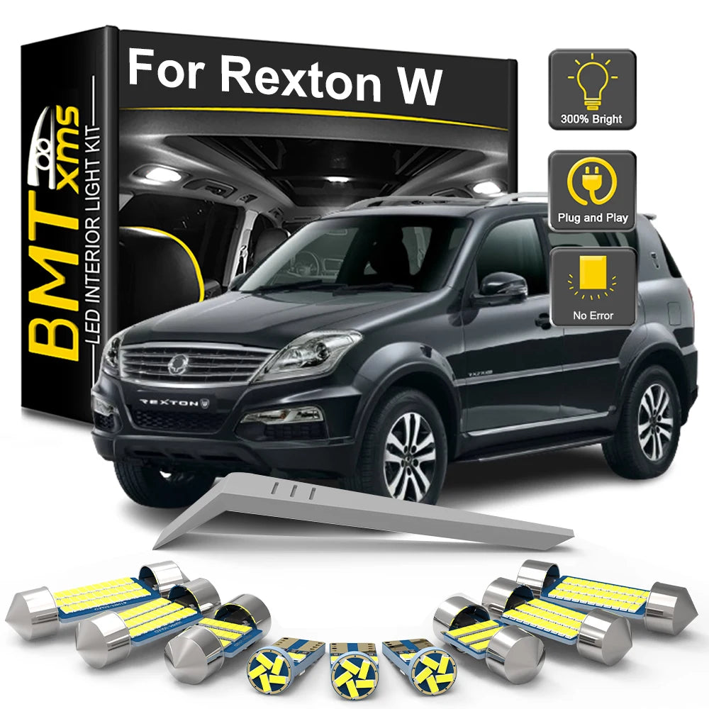 11-Piece LED Interior Light Kit for Ssangyong Rexton W - Canbus Error-Free Bulbs | AUTOKITSHOP