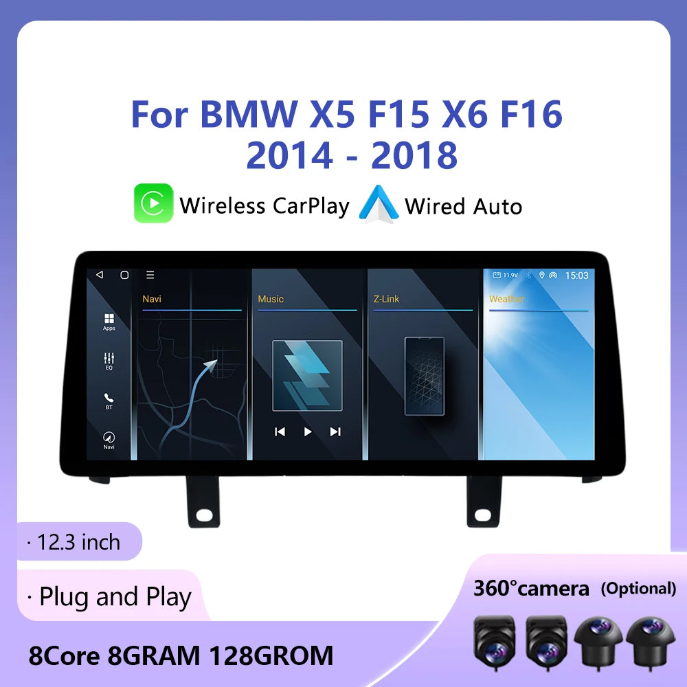 Android Auto carplay For BMW X5 F15 X6 F16 2014-2018 NBT/EVO System Car Radio GPS Navi DSP