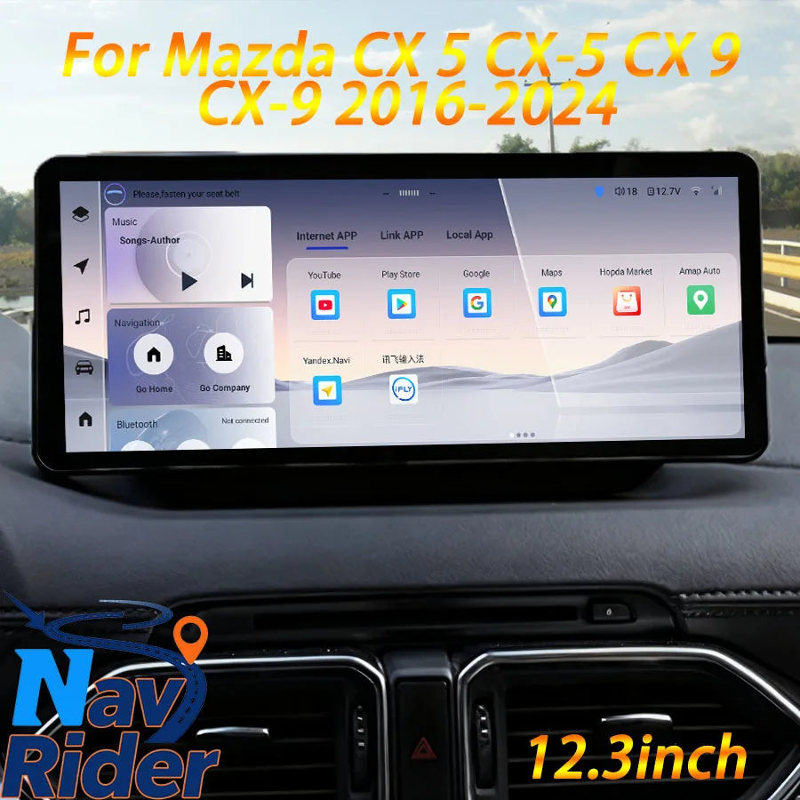 12.3" Dual System Android Screen For Mazda CX 5 CX-5 CX 9 CX-9 2016-2024 Car GPS Navigatio