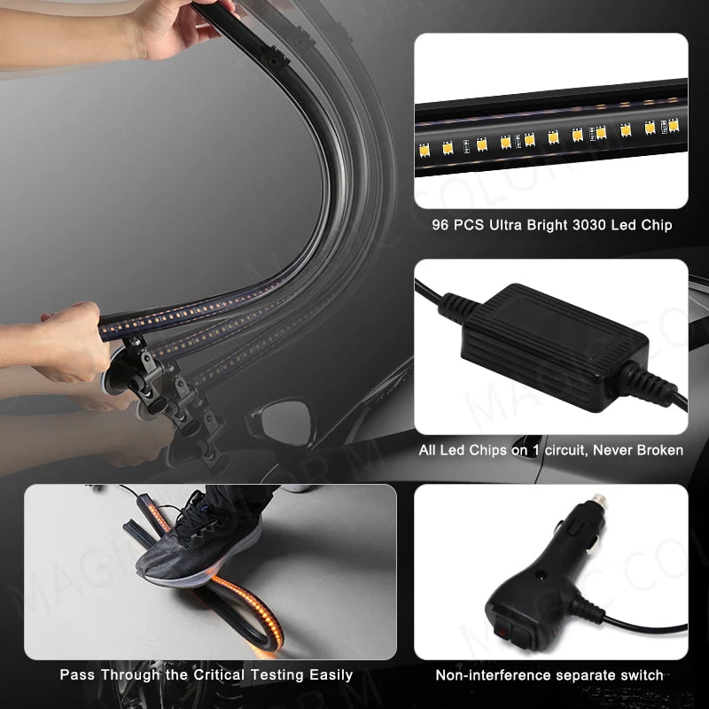 96 LED Strobe Lights For Emergency Flash Warning Lamp Windshield Bar 3030 Beads Red Blue A | AUTOKITSHOP