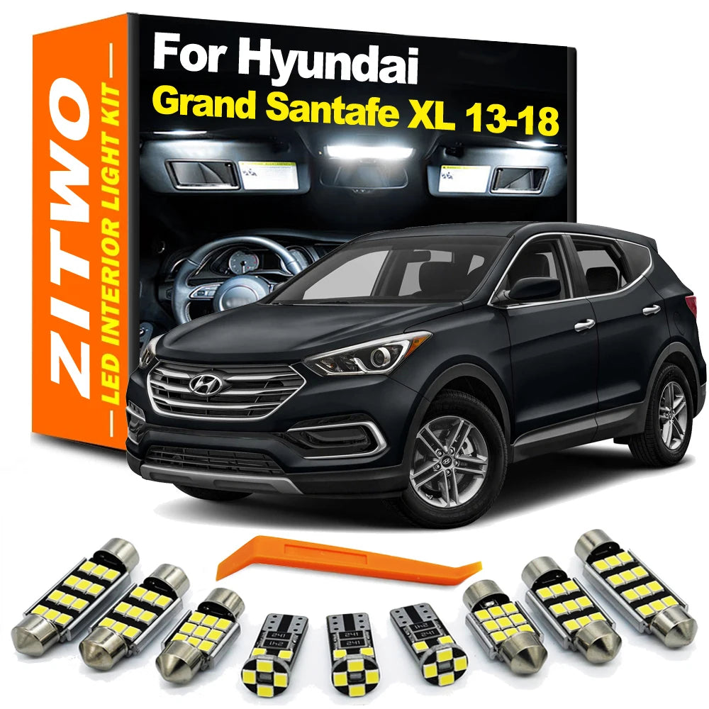 ZITWO 12Pcs LED Bulb Interior Light Kit For Hyundai Grand Santa Fe Santafe XL Maxcruz 2013 2014  - Canbus LED Car Light