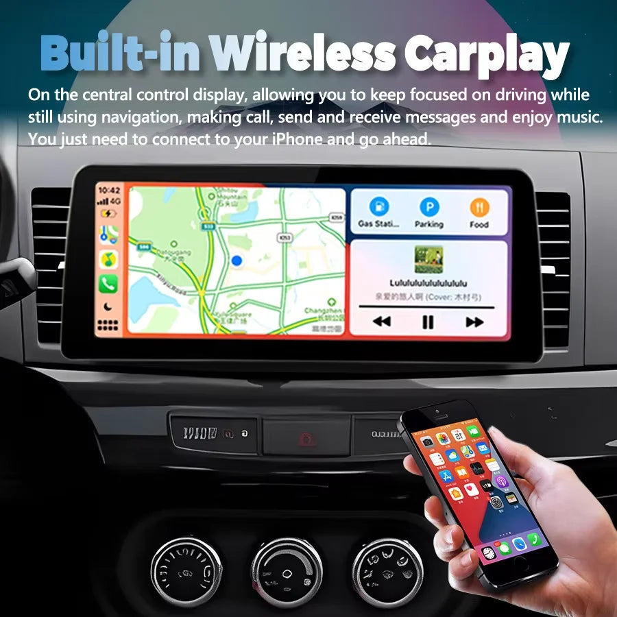 12.3inch Android 14 Screen For Mitsubishi Lancer 2007 - 2017 Car Radio Multimedia Video Pl