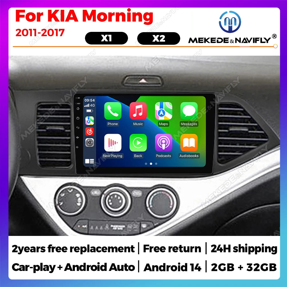 Android 14 Carplay Android Auto Car Radio Multimidia Video Player For KIA PICANTO Morning