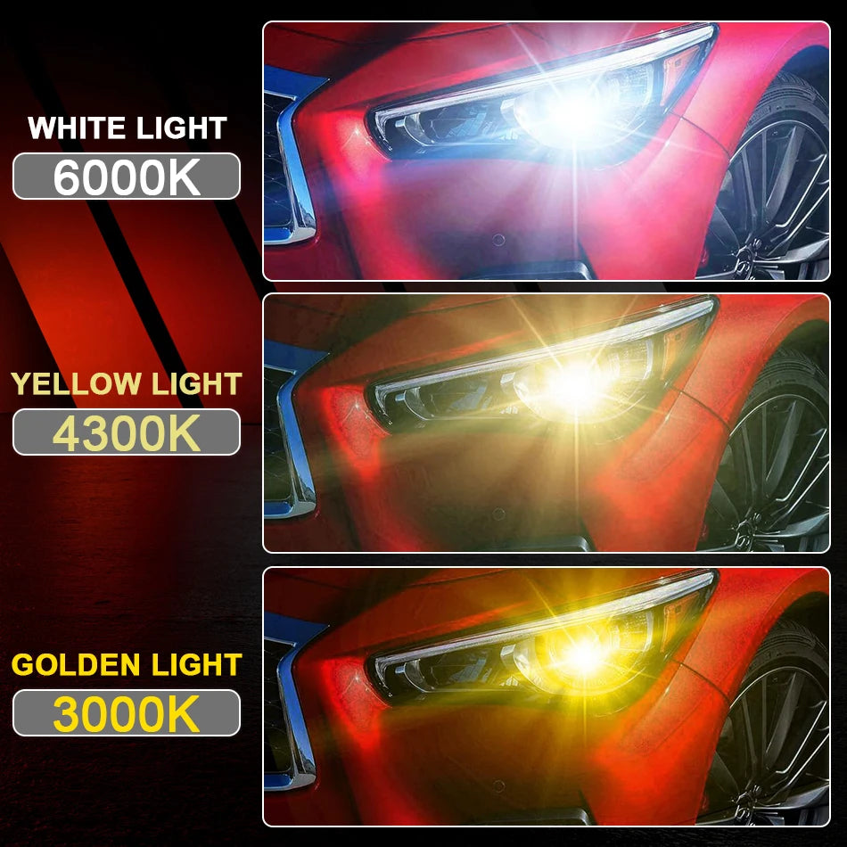 H7 LED Headlight Bulb Mini Wireless 4900W 4900000LM 3000K 4300K 6000K 3 IN1 CSP for Car He