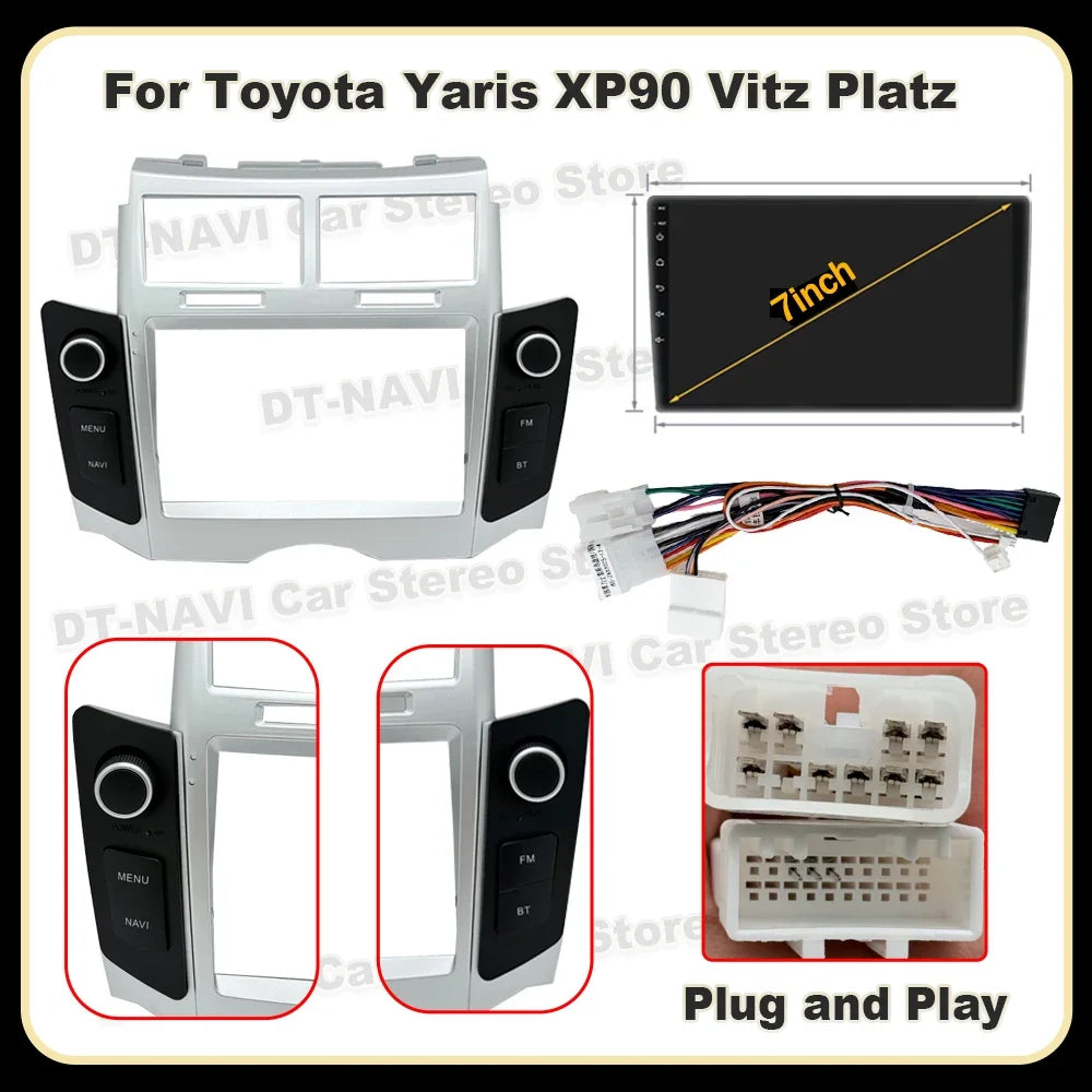 For Toyota Yaris XP90 Vitz Platz 2005-2012 Android 16 7 inch Car Radio Carplay Multimedia