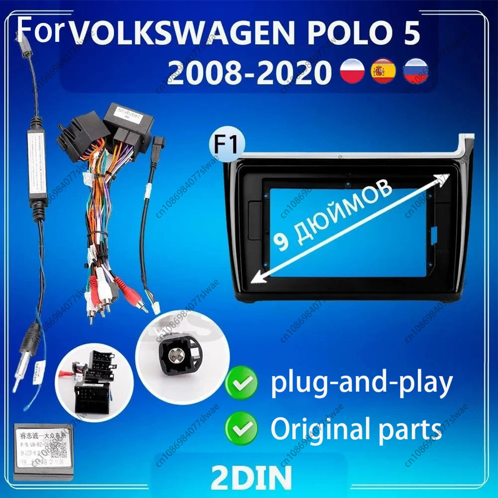 9 inch For VOLKSWAGEN POLO 5 2008-2020 Car Radio Fascias Android MP5 Stereo Player 2Din He
