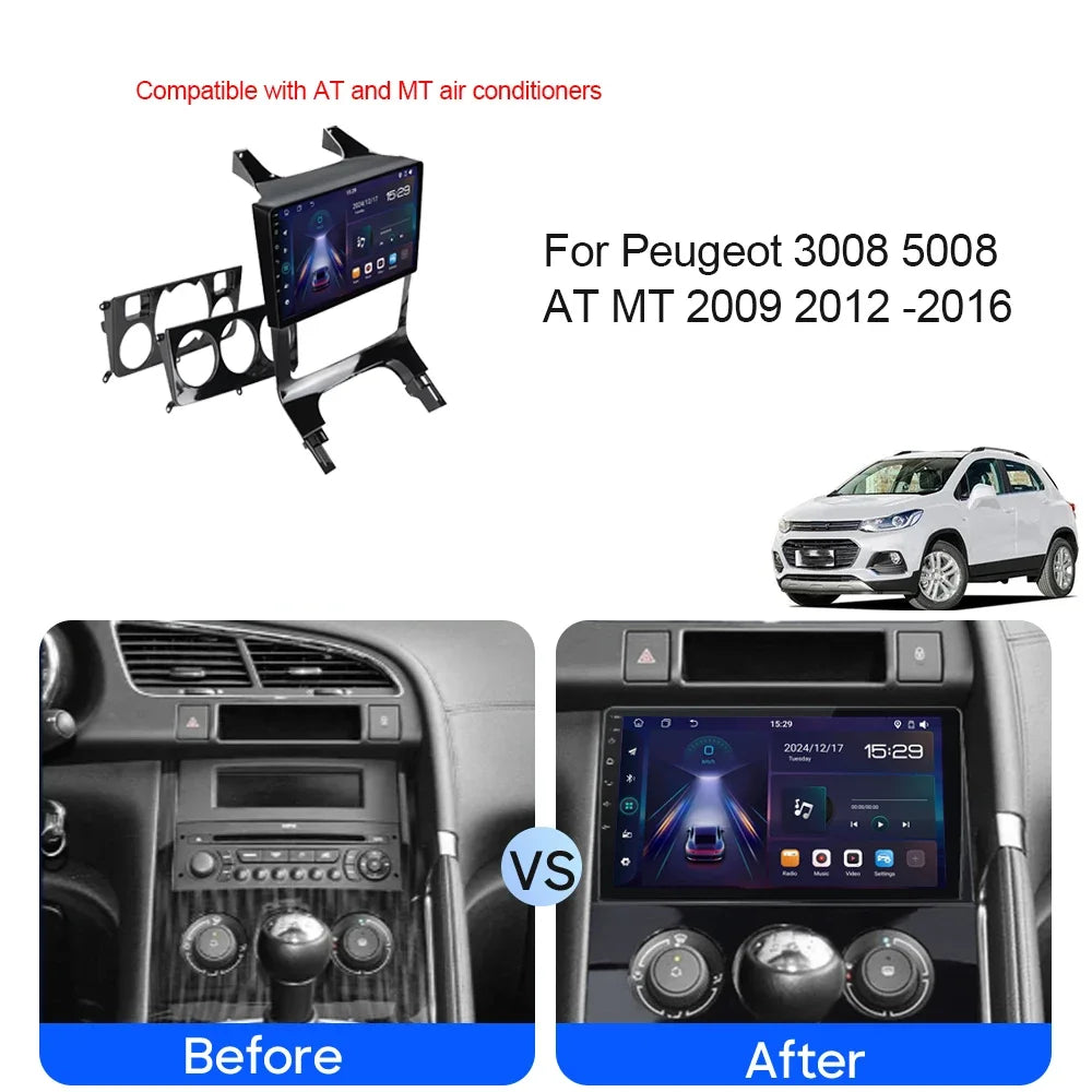 9 inchi For Peugeot 3008 5008 AT MT 2009 -2016 Android 15 Multimedia Car Radio Video Playe