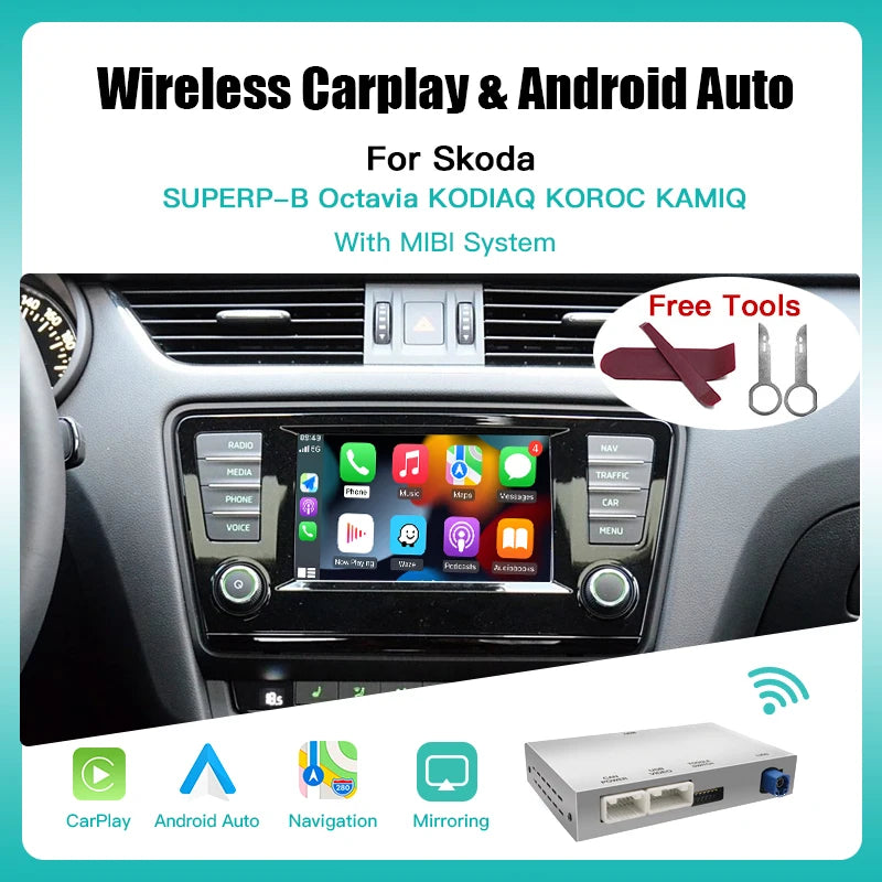 Wireless Carplay Android Auto For Skoda SUPERP-B Octavia KODIAQ KOROC KAMIQ With MIBI Syst | AUTOKITSHOP