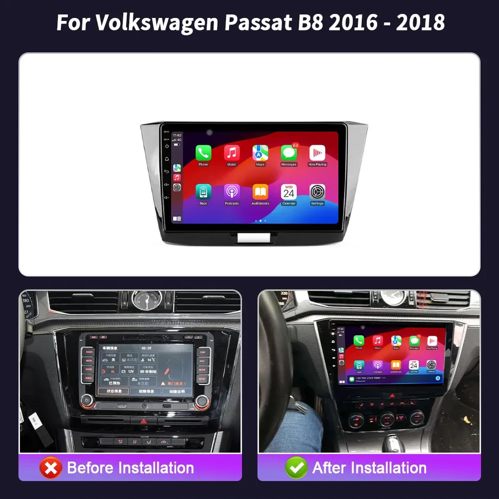 For Volkswagen Passat B8 2016-2018 Car Radio Head Unit Multimedia Navigation 4G GPS Wirele