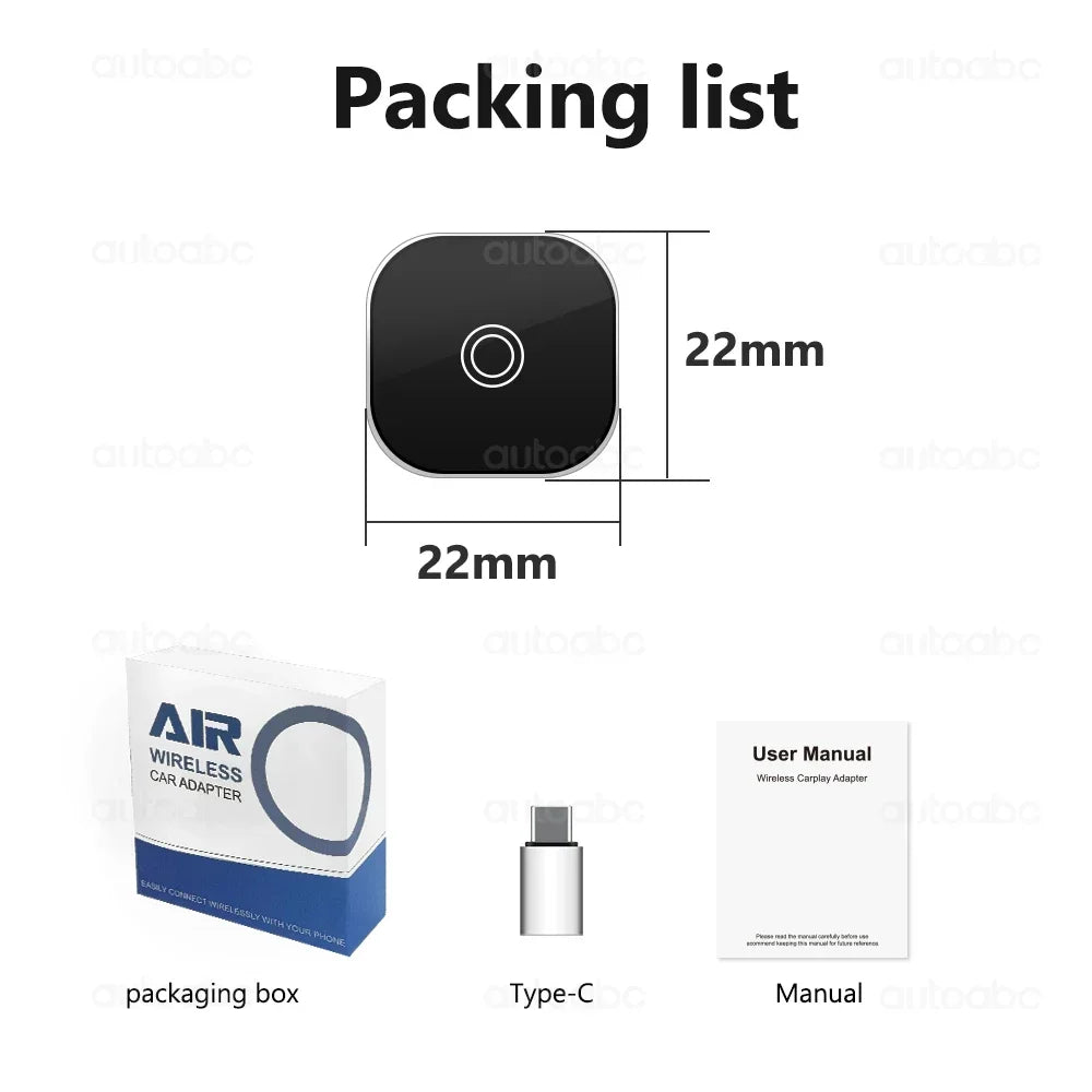 AUTOABC 2025 New 2 in 1 Wireless CarPlay Adapter Plug & Plug Auto Connect No Delay Convert