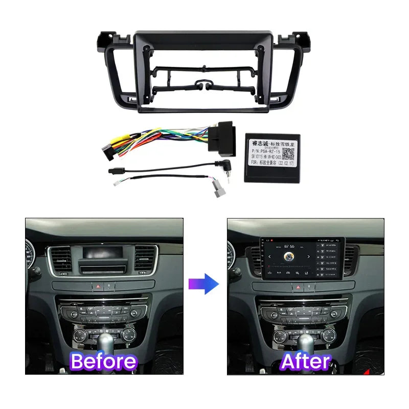 9'' Car Stereo Fascia Frame Adapter for Peugeot 508 508SW 2011 - 2018 Android Radio Dash F | AUTOKITSHOP