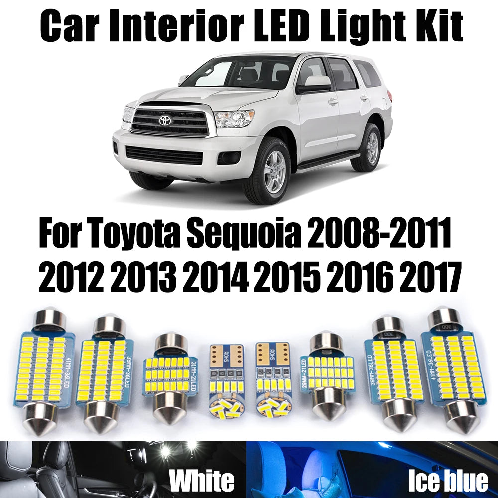 13-Piece LED Interior Light Kit for Toyota Sequoia 2008- 2014 - Canbus Dome Map Door Trunk Bulbs | AUTOKITSHOP