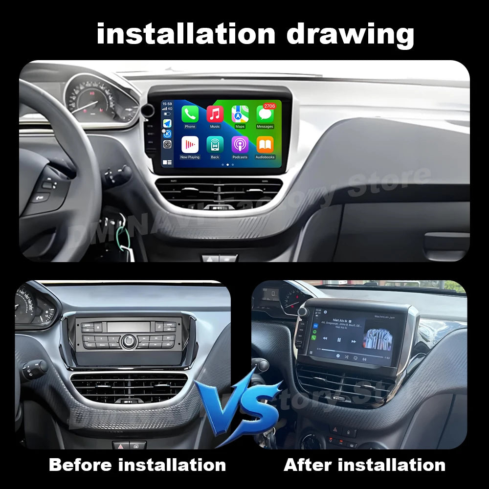for Peugeot 2008 208 2012 - 2018 Android OS Car Radio Multimedia display Wired Auto Wirele