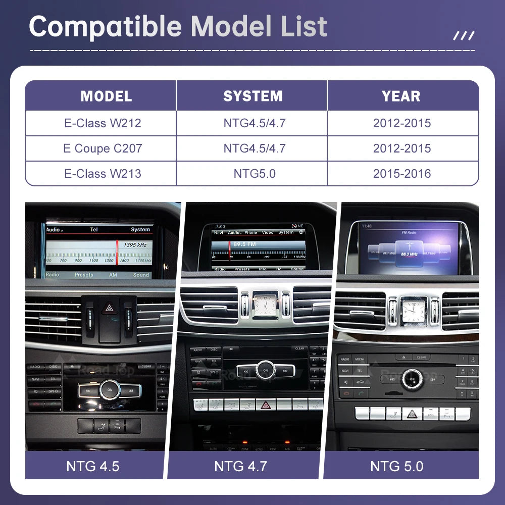 Wireless CarPlay for Mercedes Benz E Class W212 E Coupe C207 2012-2016 with Android Auto M