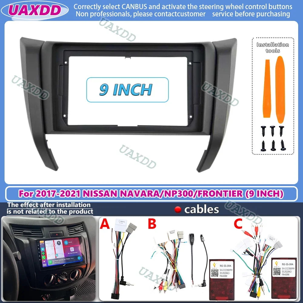 2 Din 9 Inch Car Radio Installation DVD Mp5 Plastic Fascia Panel Frame for Nissan Navara N