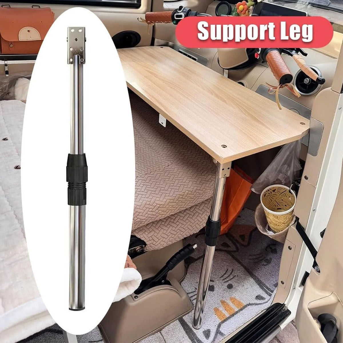 Stainless Steel RV Folding Table Leg 18.5-28in Adjustable Height Collapsible Furniture Leg for R - Automotive LED Light
