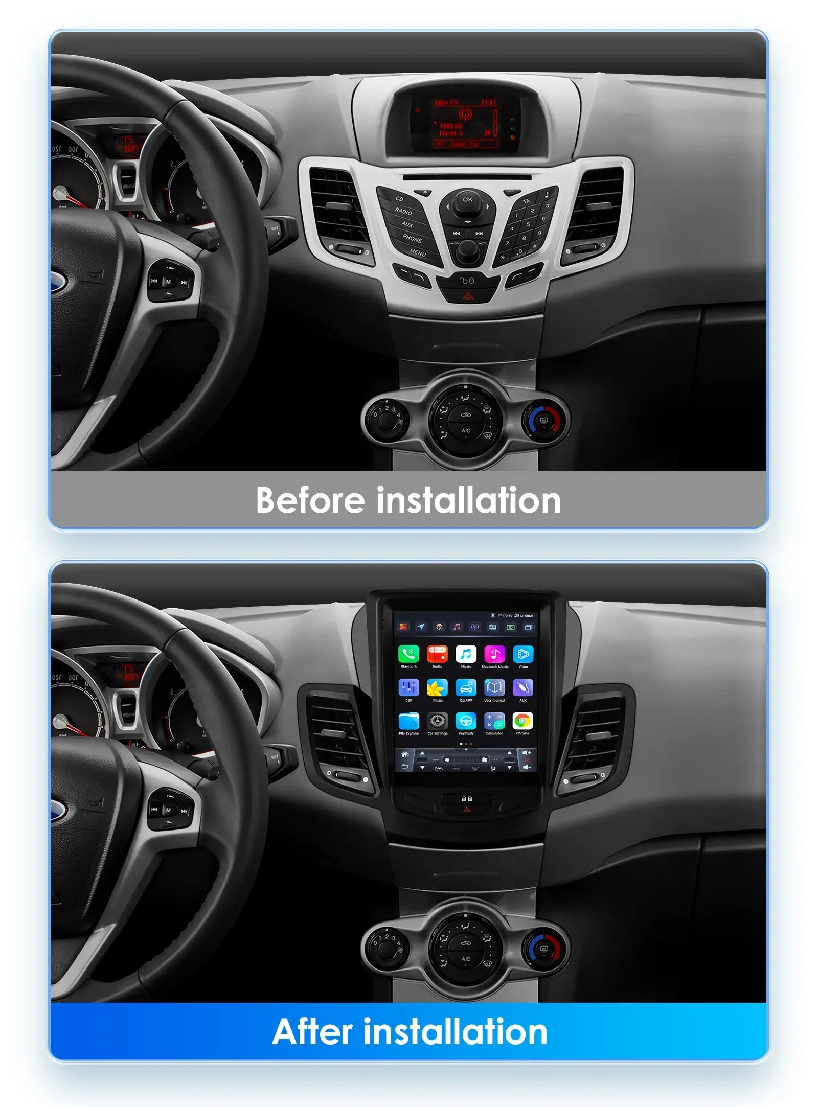 9.7"7862 Android 13 Autoradio For Ford Fiesta 2009-2014 2015 2016 Multimedia player 4G WIF