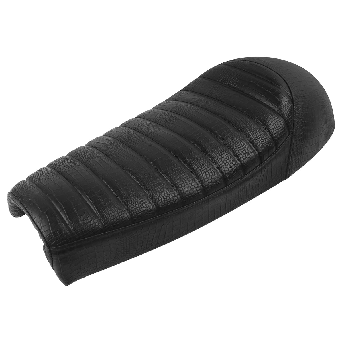 Black Crocodile Grain Cafe Racer Motorcycle Seat Vintage Tuck Roll Double Saddle Universal Bobbe - Automotive LED Light
