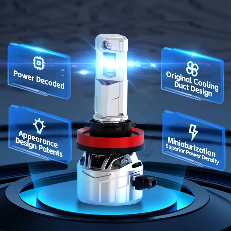 Super Bright M7P H7 LED Headlight 10000LM 12V-24V Mini Size Built-in Decoder H11 9005 HB3