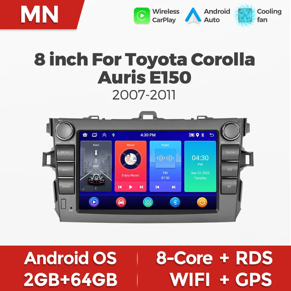 MEKEDE&NAVIFLY Intelligent audio system Car Radio For Toyota Corolla Auris E140/150 2007-2