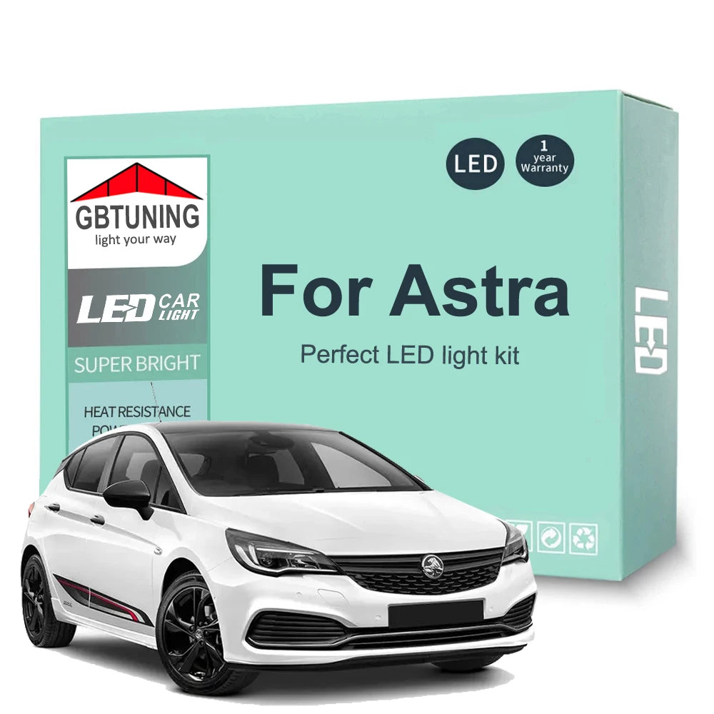 LED Interior Light Kit for Vauxhall Opel Astra G H J K GTC 1998-2015 - Canbus Dome Map Door Trunk Bulbs | AUTOKITSHOP