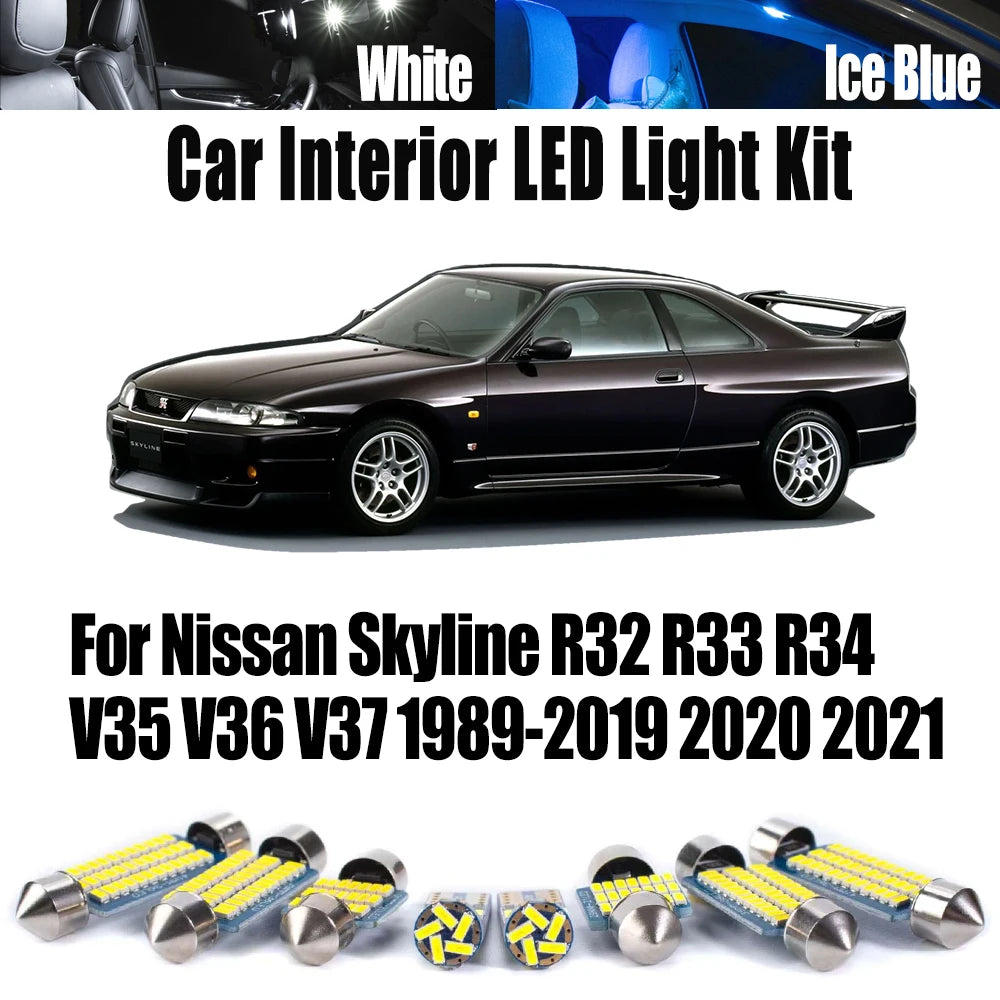 LED Interior Light Kit for Nissan Skyline R32 R33 R34 V35 V36 V37 1989-2018 - Canbus Dome Map Door Trunk Bulbs | AUTO...