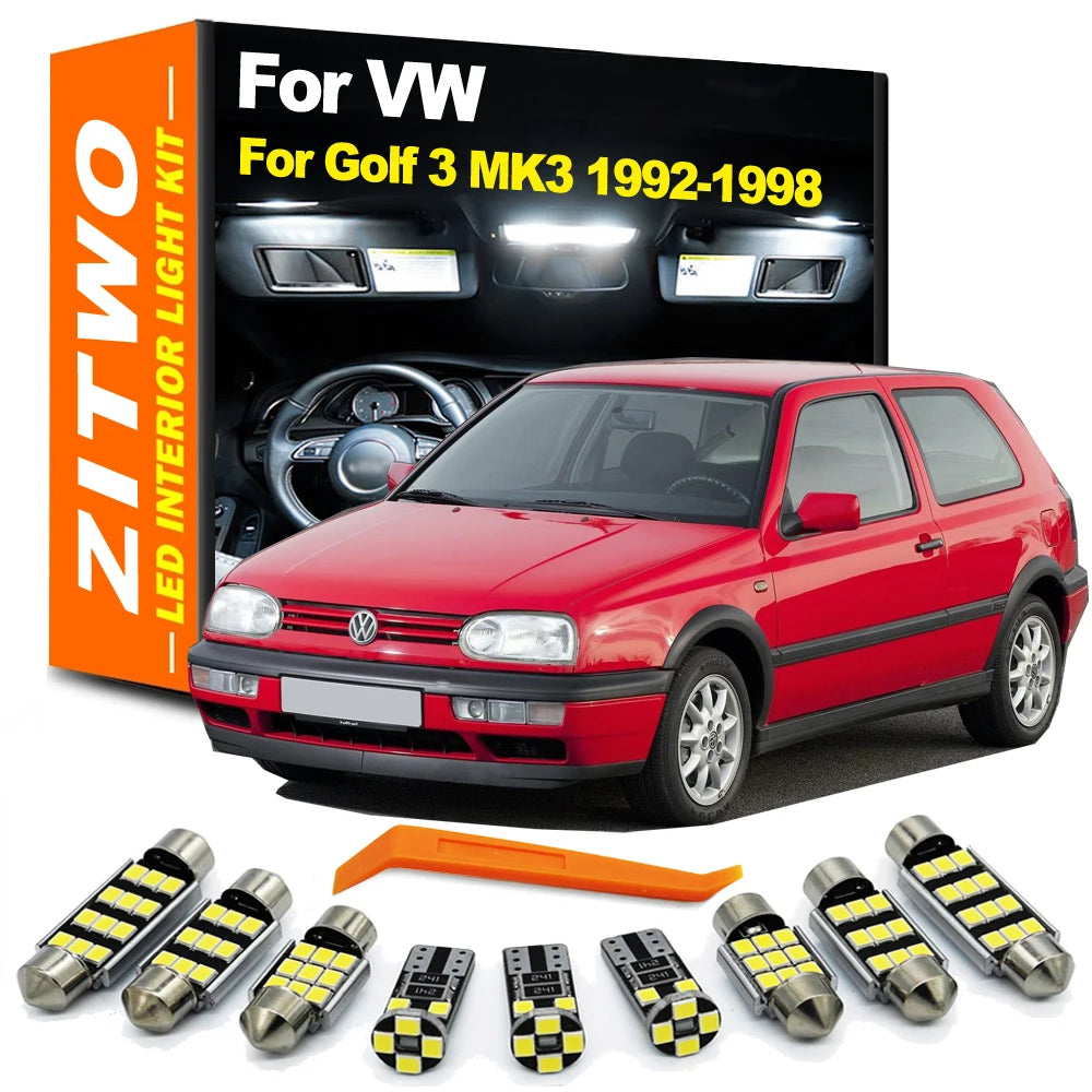 10Pcs Canbus No Error Car Bulbs For Volkswagen VW Golf 3 MK3 III 1992 1993 1994 1995 1996 1997 1998 LED Interior Dome Map Light