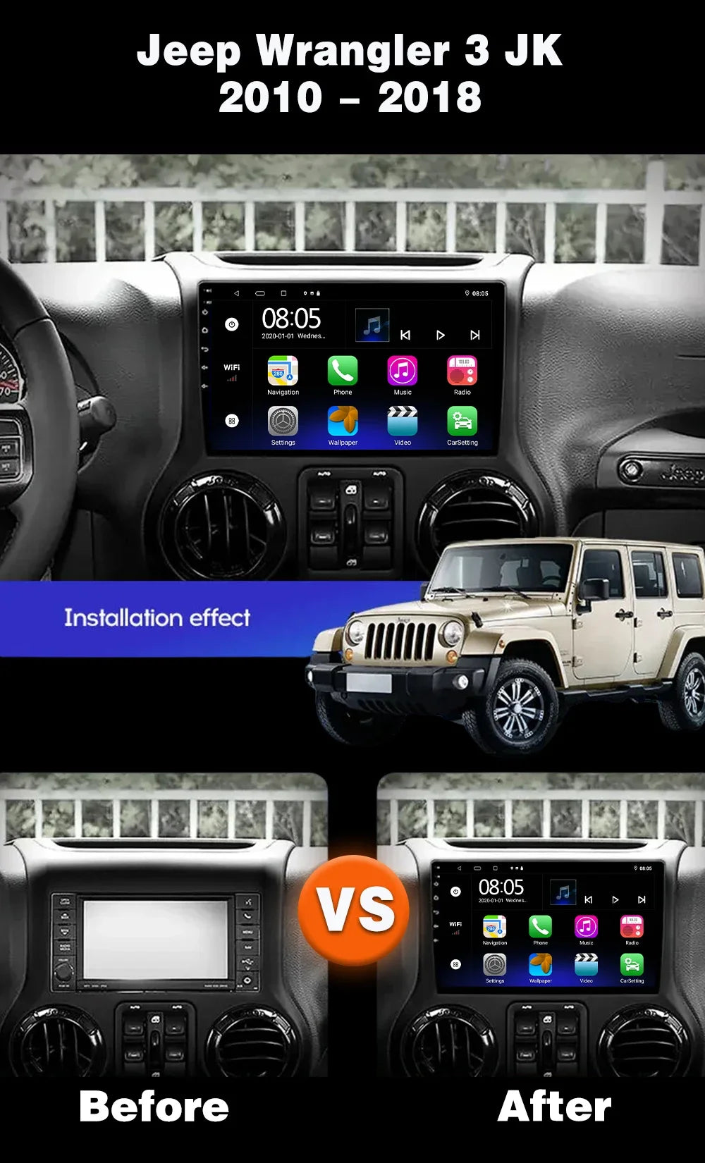 For Jeep Wrangler 3 JK 2010 - 2018 LHD RHD Android 16 Car Radio Player Multimedia Navigati