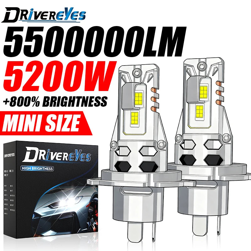 5200W 5500000LM H4 H7 LED CANBUS Headlight Mini Lamps 7535 CSP Chip Mini Led Light Plug &