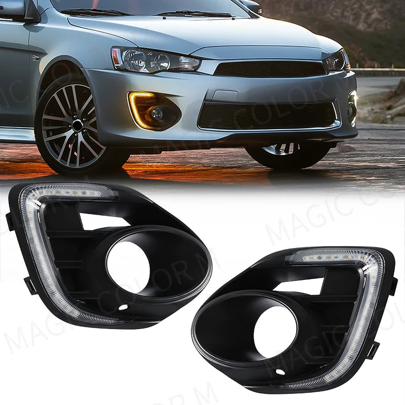 DRL For Mitsubishi Lancer 2015 2016 2017 LED Daytime Running Light Turn Signal Daylight Wa | AUTOKITSHOP