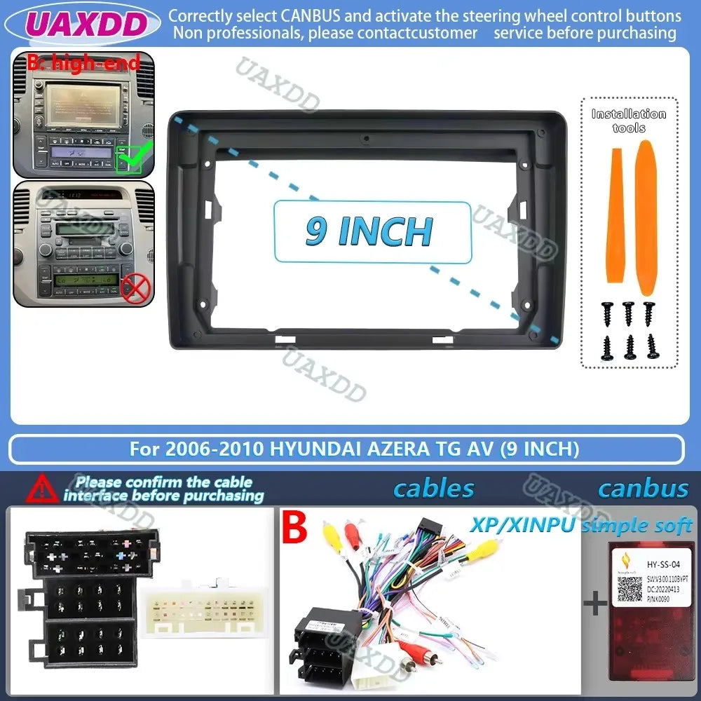 For 2006-2010 Hyundai azera tg av 9inch Car radio android stereo frame panel fascia dashbo