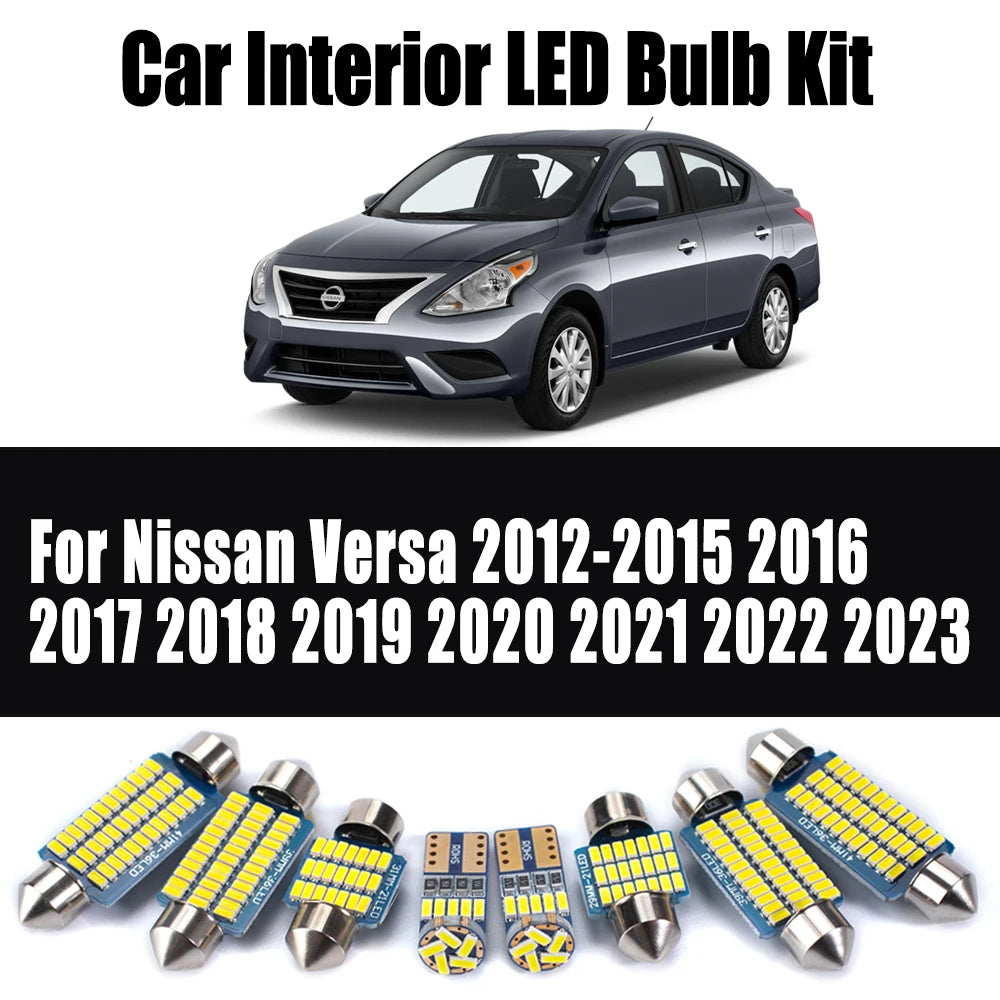 10-Piece LED Interior Light Kit for Nissan Versa 2012- 2020 - Canbus Dome Map Door Trunk Bulbs | AUTOKITSHOP