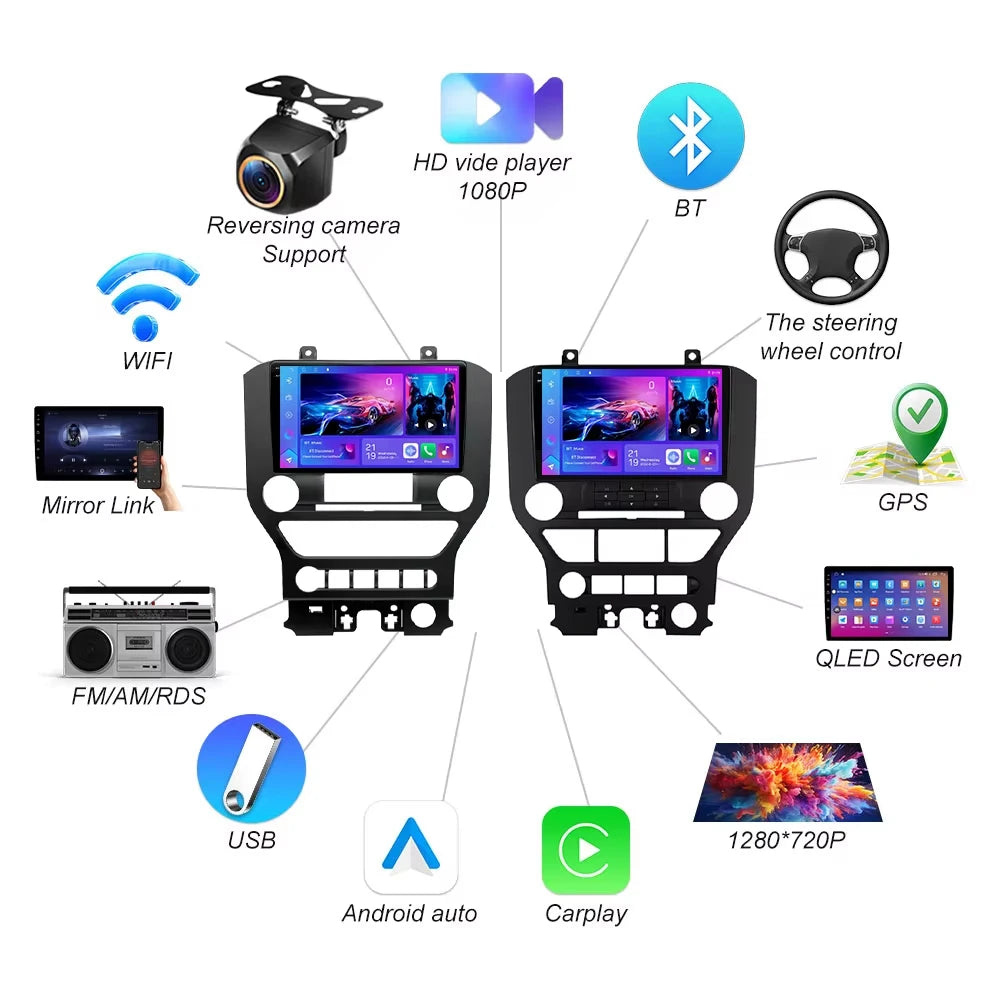 For Ford Mustang S550 2014-2021 Android 16 Car Radio Carplay Multimedia Player Navigation  | AUTOKITSHOP