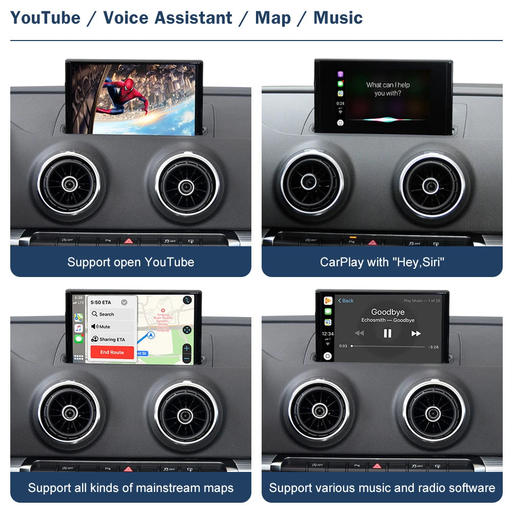 Road Top Wireless CarPlay Android Auto Interface for Audi A3 8V Q2 8P 2013-2018, with AirP | AUTOKITSHOP