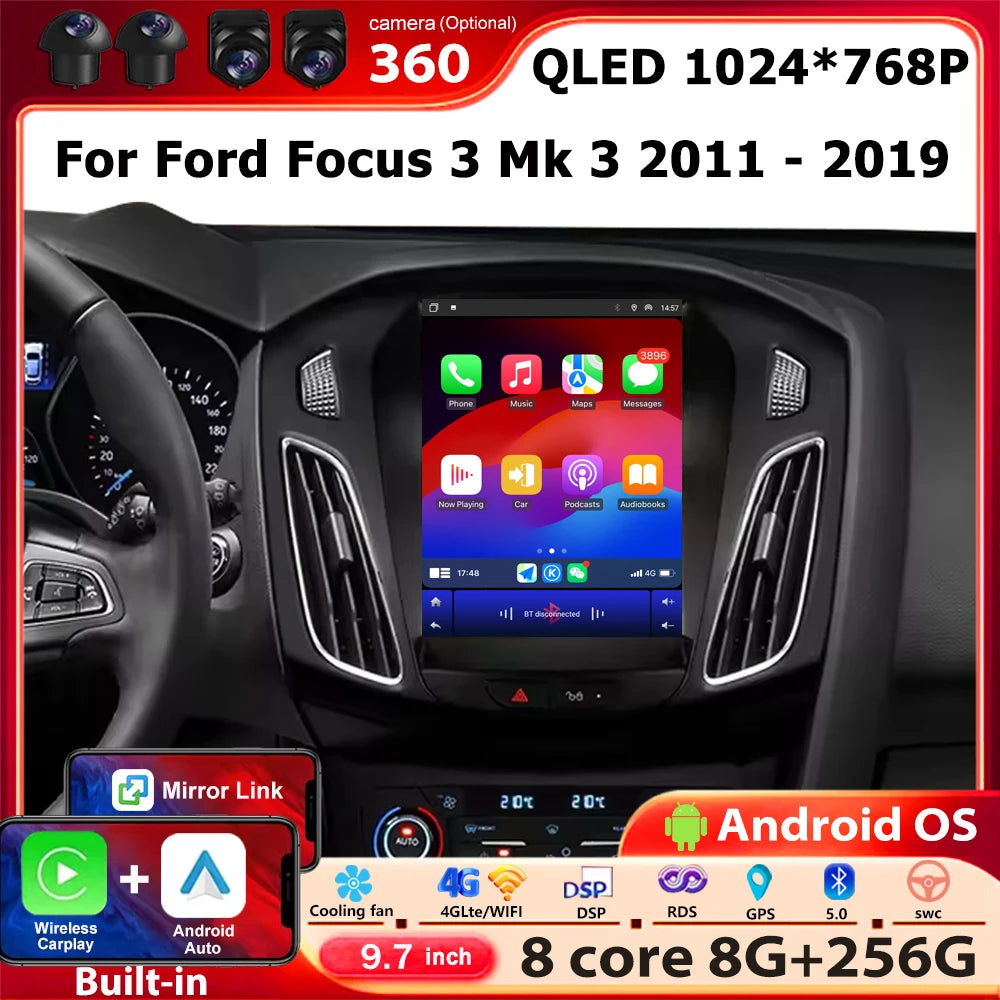 Android 16 Auto For Ford Focus 3 Mk 3 2011-2019 Car Radio Multimedia Video Player GPS Navi