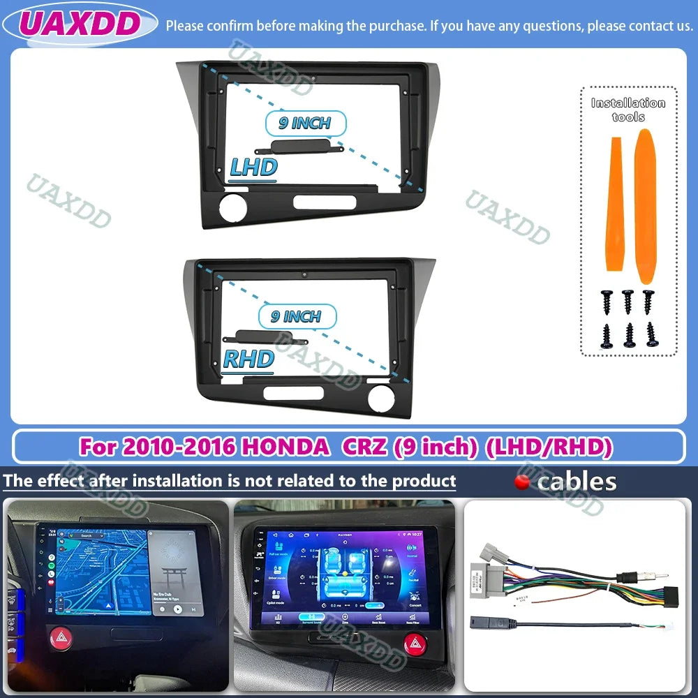 For 2010-2016 Honda CRZ 9inch radio DVD android stereo frame panel fascia dashboard audio