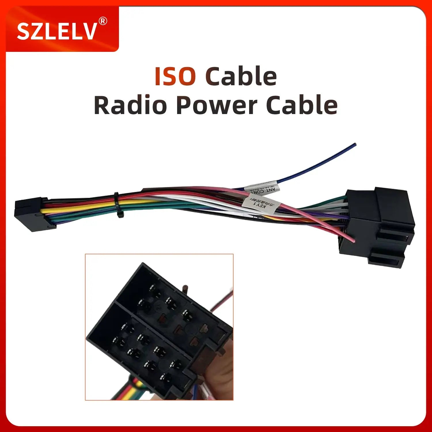 Car Android Head Unit Universal 16 Pin To ISO Power Cable Adapter Wiring Harness Kits Acce