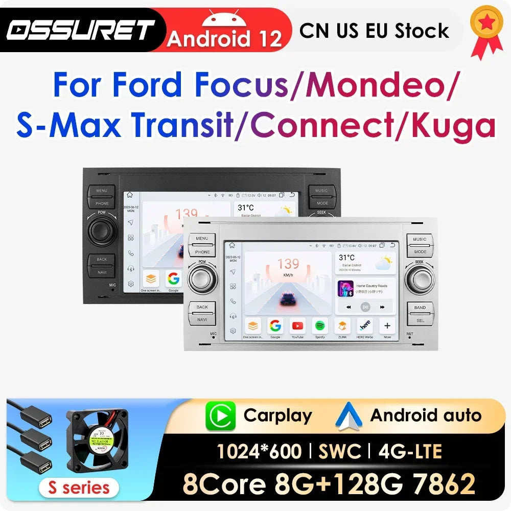 2din Android Car Radio Multimedia Player Stereo For Ford Focus 2 Kuga Fiesta Mondeo 4 C-Ma