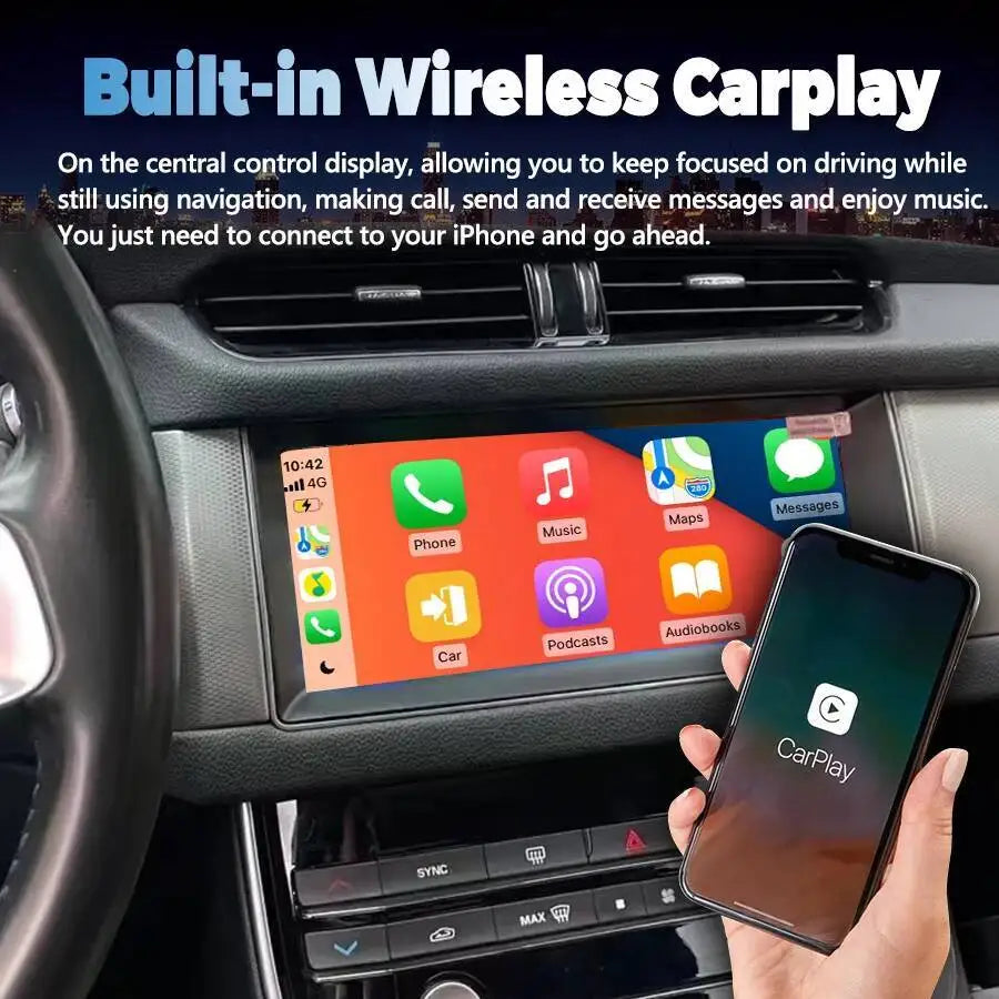 10.25" QLED Touch Screen Android Car Stereo GPS Navigation CarPlay Multimedia Video Player