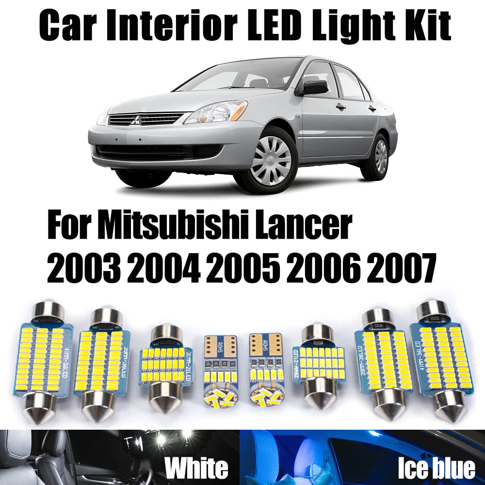 9-Piece LED Interior Light Kit for Mitsubishi Lancer - Canbus Error-Free Bulbs | AUTOKITSHOP